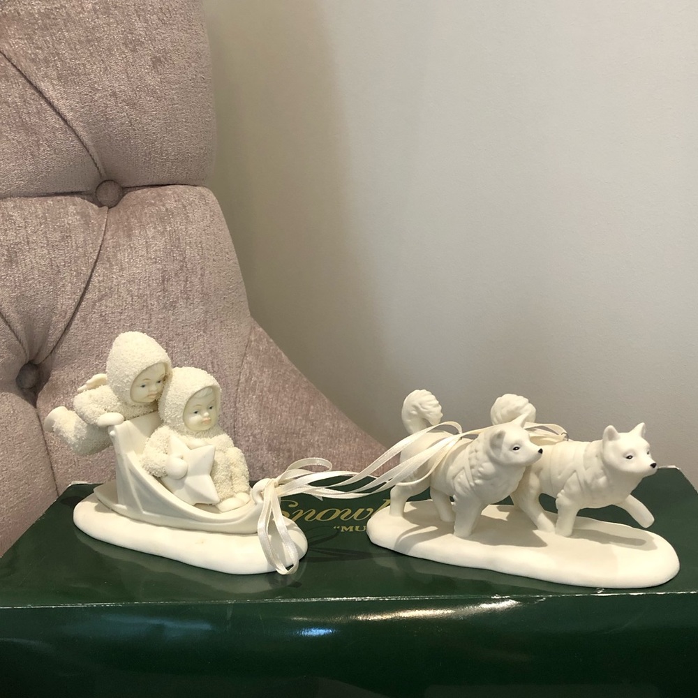 Snowbabies “Mush!” set of 2